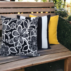 Bold Black and White Flowers Outdoor Cushion Cover