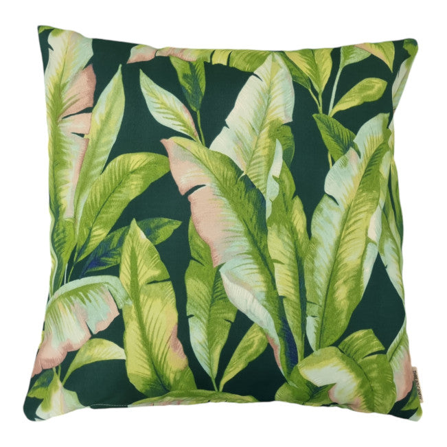 Green and Pink Palms Lagoon Outdoor Cushion Cover