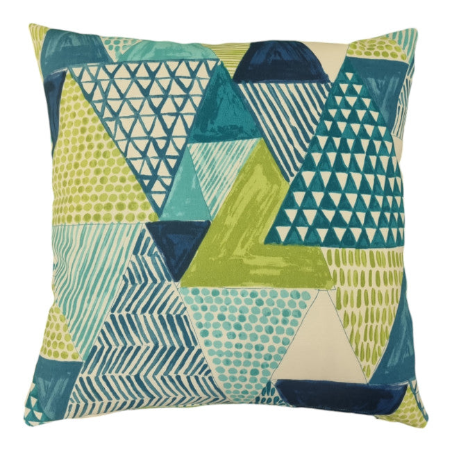 Green and Blue Triangles Outdoor Cushion Cover