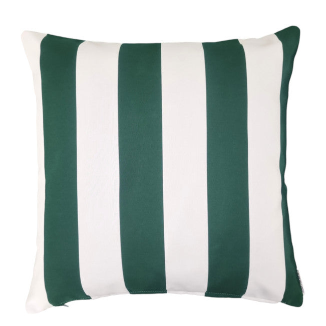 Green and White Striped Outdoor Cushion Cover