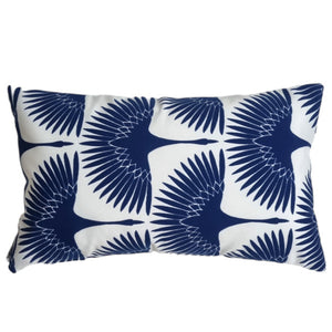 Horizontal Blue and White Birds Outdoor Cushion Cover