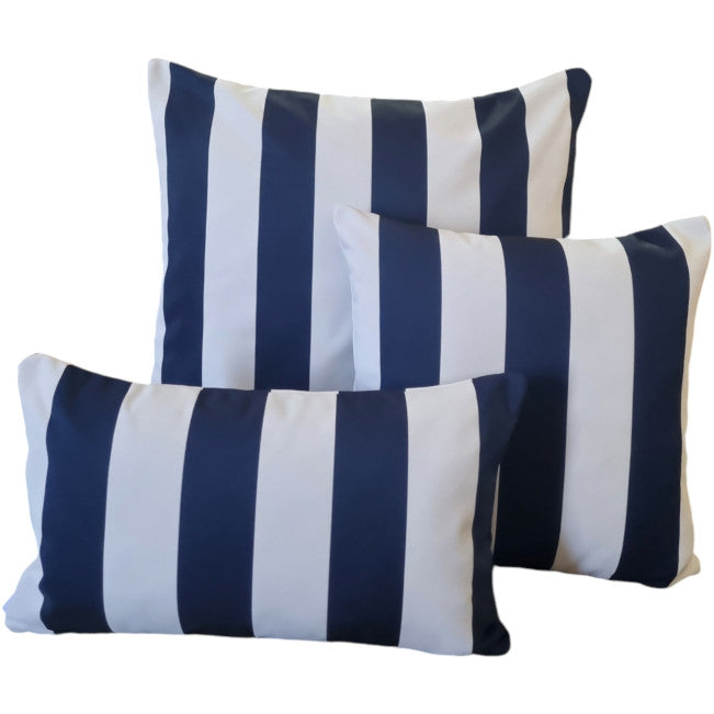 Navy Blue and White Stripe Outdoor Cushion Cover