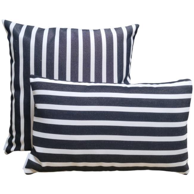 Sunbrella Black and White Thin Stripe Outdoor Cushion Cover