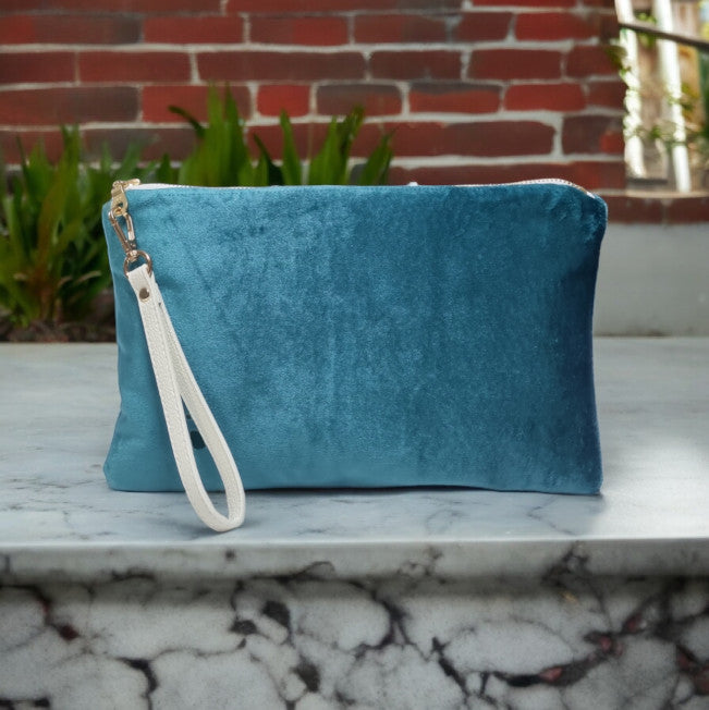 Teal Velvet Clutch