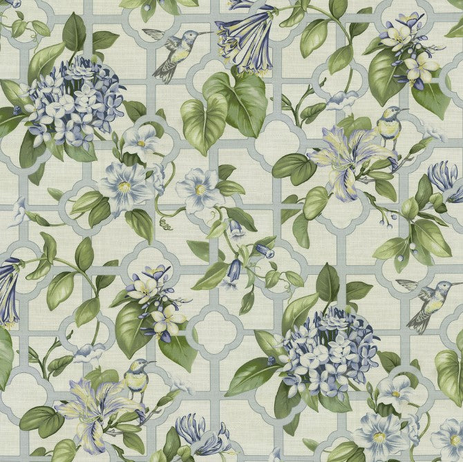 Waverly Treillage Serene Sky Fabric per meter